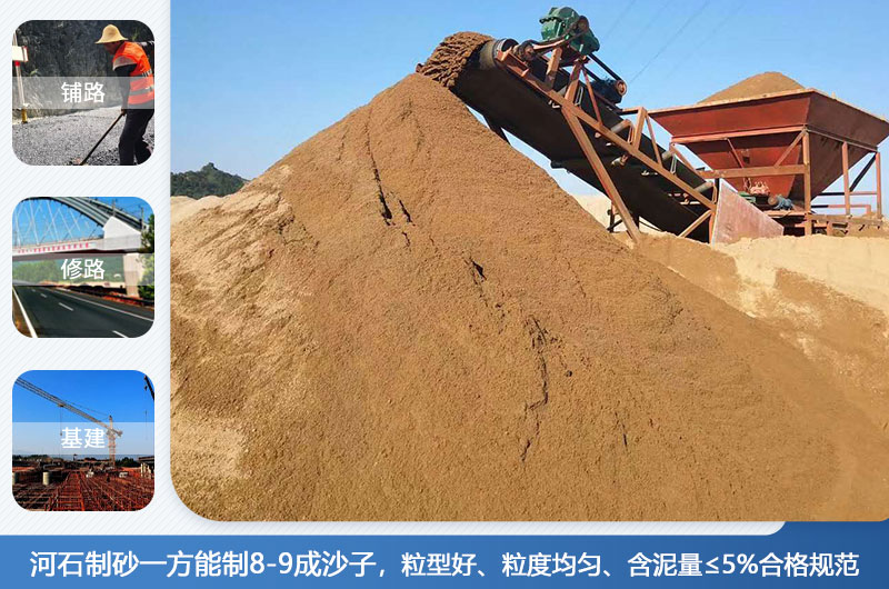 河石制砂一方能制幾成？河石制砂機設(shè)備有哪些？