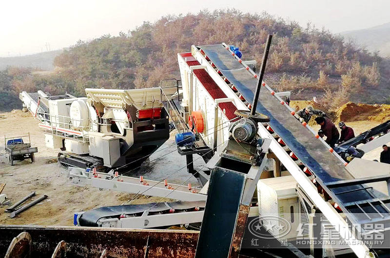 移動式破碎機安裝搭設現(xiàn)場